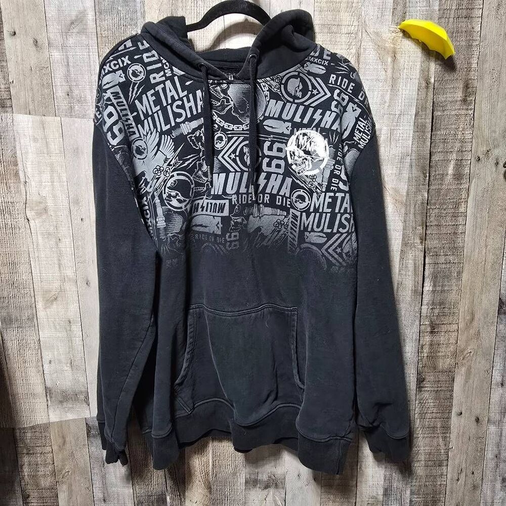 Metal Mulisha Vintage Y2K Black Graphic Hoodie 4xl fits 2xl Alternative Goth